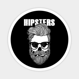 Funny Hipster Skulls 80's Retro Punk Hipster Skull Magnet